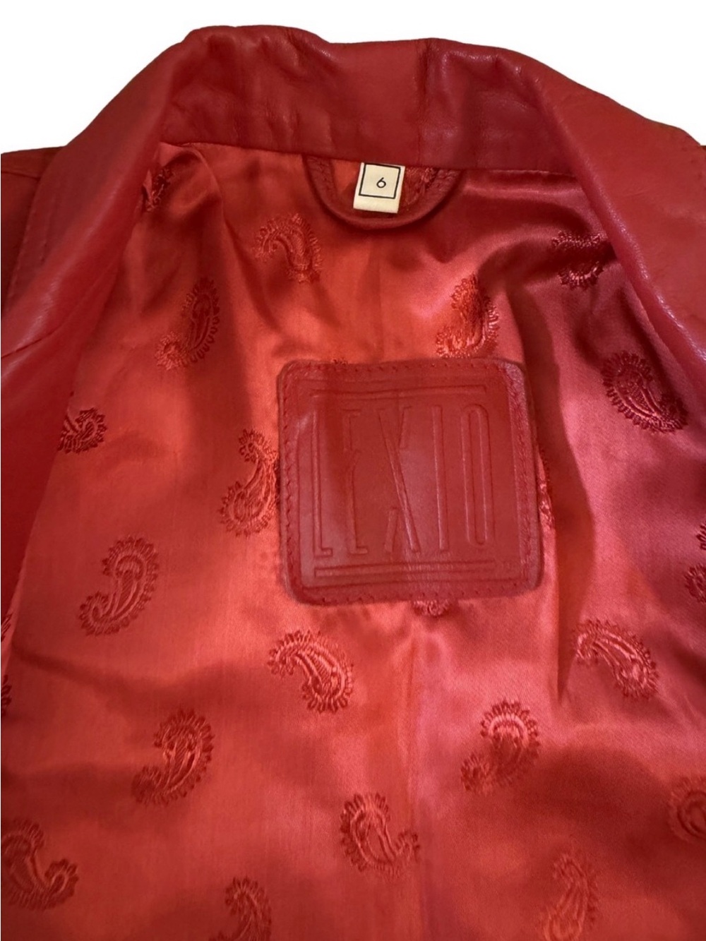 LEXIO Red Leather Jacket and Skirt Set - Picture 7 of 12